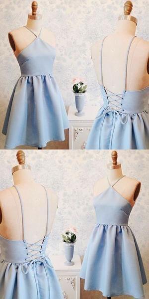 New Blue Halter Short Caitlyn Homecoming Dresses Custom Dresses CD323