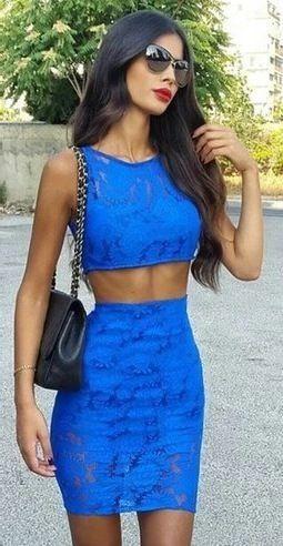 Two Piece With Royal Blue Homecoming Dresses Lace Lillian CD3400