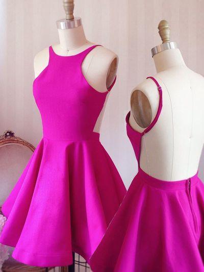 Cute Hot Homecoming Dresses Pink Liz With Open Back CD3584