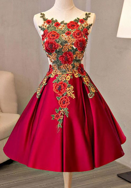 BURGUNDY LACE APPLIQUE Homecoming Dresses Hailie SHORT DRESS LACE CD3895