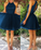 Navy Blue Homecoming Dresses Karli Short Tulle Backless Dress CD4684