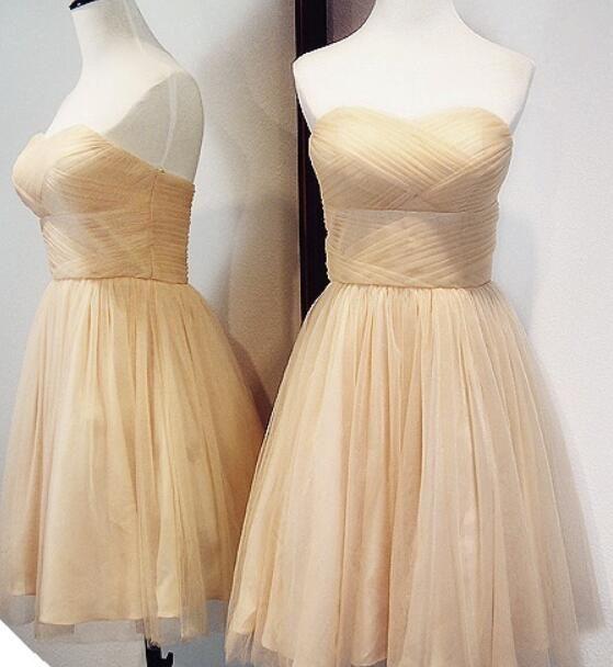 Champagne Tulle Short Homecoming Dresses Sam Tulle Party Dresses CD4807
