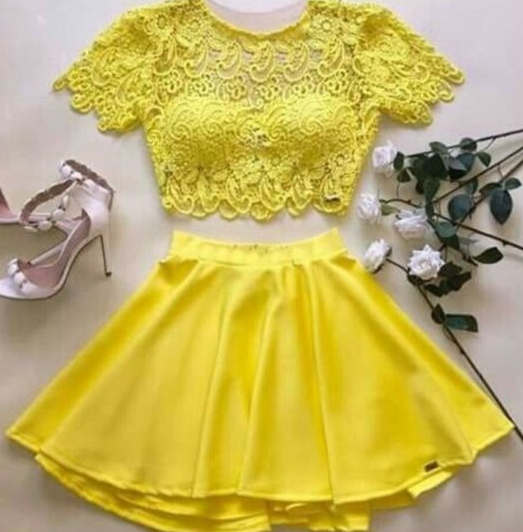 Yellow Carolina Homecoming Dresses Two Piece CD4809