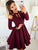 Halter Burgundy Heather Homecoming Dresses Short With Sleeve Party Dresses CD511