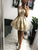 Champagne Short Homecoming Dresses Azul Jewel Appliques With Keyhole CD514