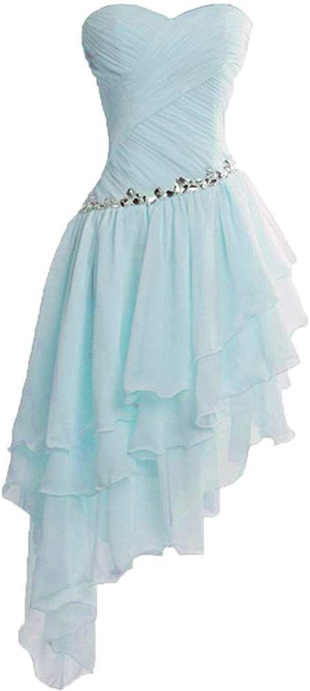 High Homecoming Dresses Nataly Chiffon Low Bridemaid Dresses Short CD5248