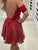 Round Neck Red Viv Homecoming Dresses Short Party Dresses With Appliques CD568