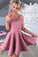 Pink Homecoming Dresses Satin Sage A-Line Classy Sleeveless CD58