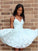 A-Line Spaghetti Straps Homecoming Dresses Lace Macy Mint CD654