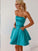 A-Line Strapless Blue With Homecoming Dresses Ruth Satin Pockets CD659