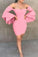Sexy Bateau Pink Renata Homecoming Dresses Neck Trumpet Sleeves CD6616
