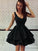 Cheap Short Simple Homecoming Dresses Annabelle V Neck Black CD69