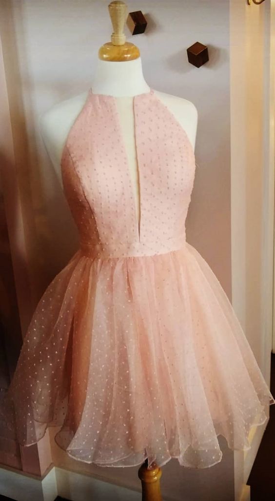 Jewel Sleeveless Short Homecoming Dresses A Line Paisley Pink CD7066