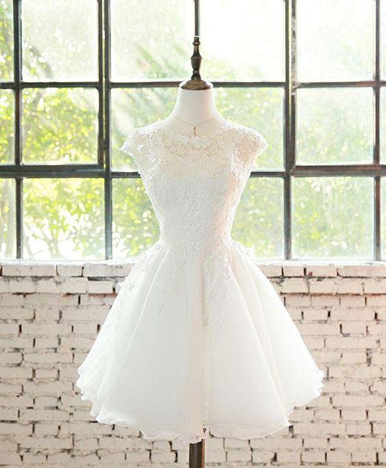 White Tulle Short Party Homecoming Dresses Kaylah Lace Dress CD7135