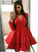 A-Line Long Sleeve Red With Kyra Homecoming Dresses Ruffles CD768