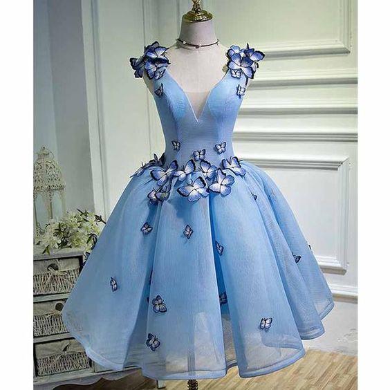 Sky Blue Butterfly Short Party Homecoming Dresses Alana Dresses CD77