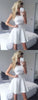 A-Line Crew Homecoming Dresses Quinn Sleeveless Above-Knee White CD774