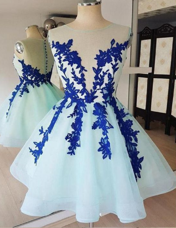 Sleeveless Appliques Tulle Cocktail Kimberly Homecoming Dresses Lace Dresses CD830