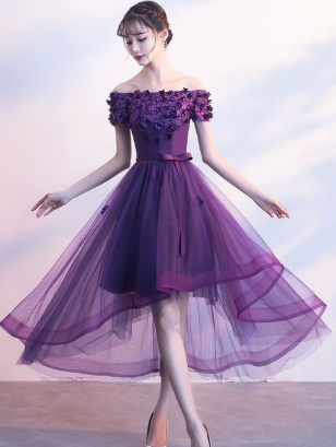 Lace Homecoming Dresses Peggie Cute Purple Appliqued Dress Short Dress For CD858