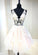 Cute V Neck Tulle Appliqué Journey Homecoming Dresses Short CD8615