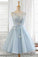Light Jamie Homecoming Dresses Blue Tulle Short Dress Blue CD9079