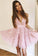 June Pink , V-Neck , Lace Homecoming Dresses CD90