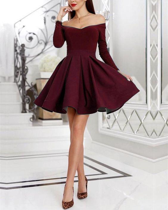 Short Ruffles With Velvet Sleeves Homecoming Dresses Satin Lisa CD94