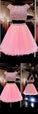 Cute Jewel Two Pieces Pink Homecoming Dresses Camryn Beading CD9897