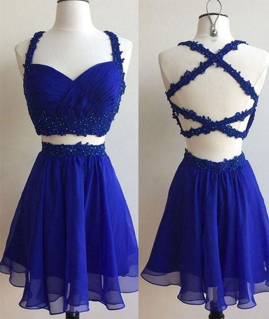Kayla , Homecoming Dresses Blue Dress, Cute , Two Piece CD99