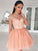 A-Line/Princess Homecoming Dresses Bateau Long Sleeves Short/Mini Fiona Applique Chiffon Dresses