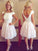 Homecoming Dresses A-Line/Princess Scoop Short Sleeves Lailah Pearls Lace Short/Mini Dresses