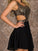Kaylyn A-Line/Princess Sleeveless Scoop Homecoming Dresses Sequin Chiffon Short/Mini Dresses